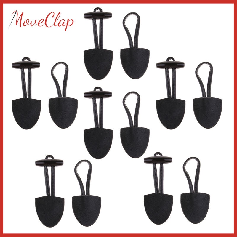 Set 6 cặp nút khâu áo khoác bằng da PU màu đen