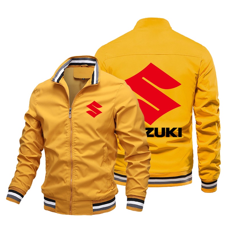 SUZUKI LOGO Jacket Sportswear Car Shop Customized Workwear GSX-R600 GSX650F B- King Katana DL650 GSX-R750 GSX-R1000 Hayabusa GSR750 GW250 FGSX-S1000F SFV650 Zipper Stand-Up Collar Plus Size Long-Sleeved Sweatshirt Aviator