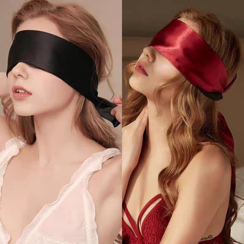 MN004 - Băng Đô Lụa Bịt Mắt 2 Lớp Mặt Nạ Cosplay Sexy Mặt nạ bịt mắt lụa 2 lớp đỏ đen - buộc tay chân -KELLYWANG