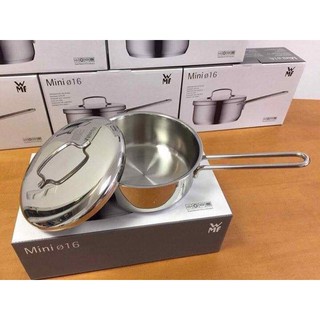 Quánh có vung WMF đường kính 16cm, tay cầm cách nhiệt. Chất liệu Cromargan không gỉ