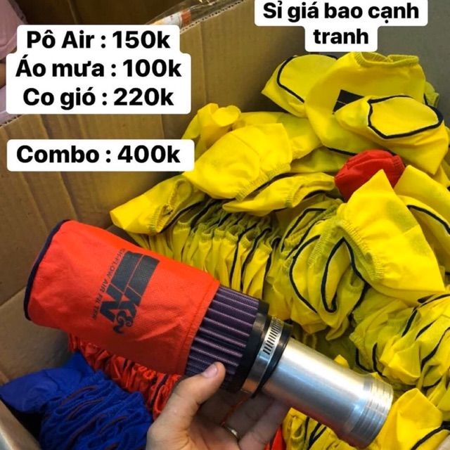 Combo pô air KN 1:1 + áo mưa KN