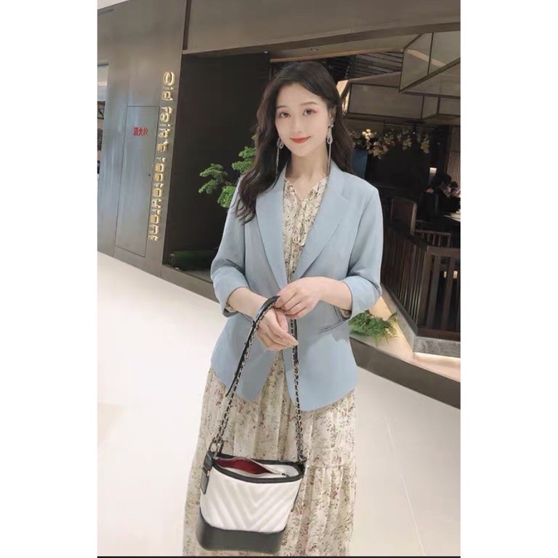 Áo vest nữ xanh pastel tay lỡ ulzzang