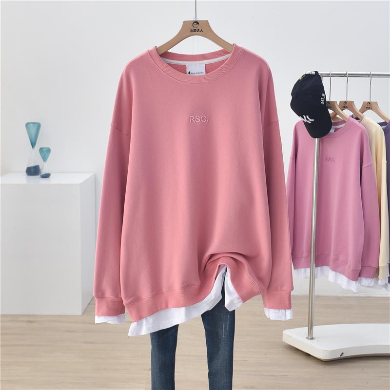 Áo Sweater Dáng Rộng Dài Giả Giả Nhiều Lớp Thiết Kế Đơn Giản Cho Nữ