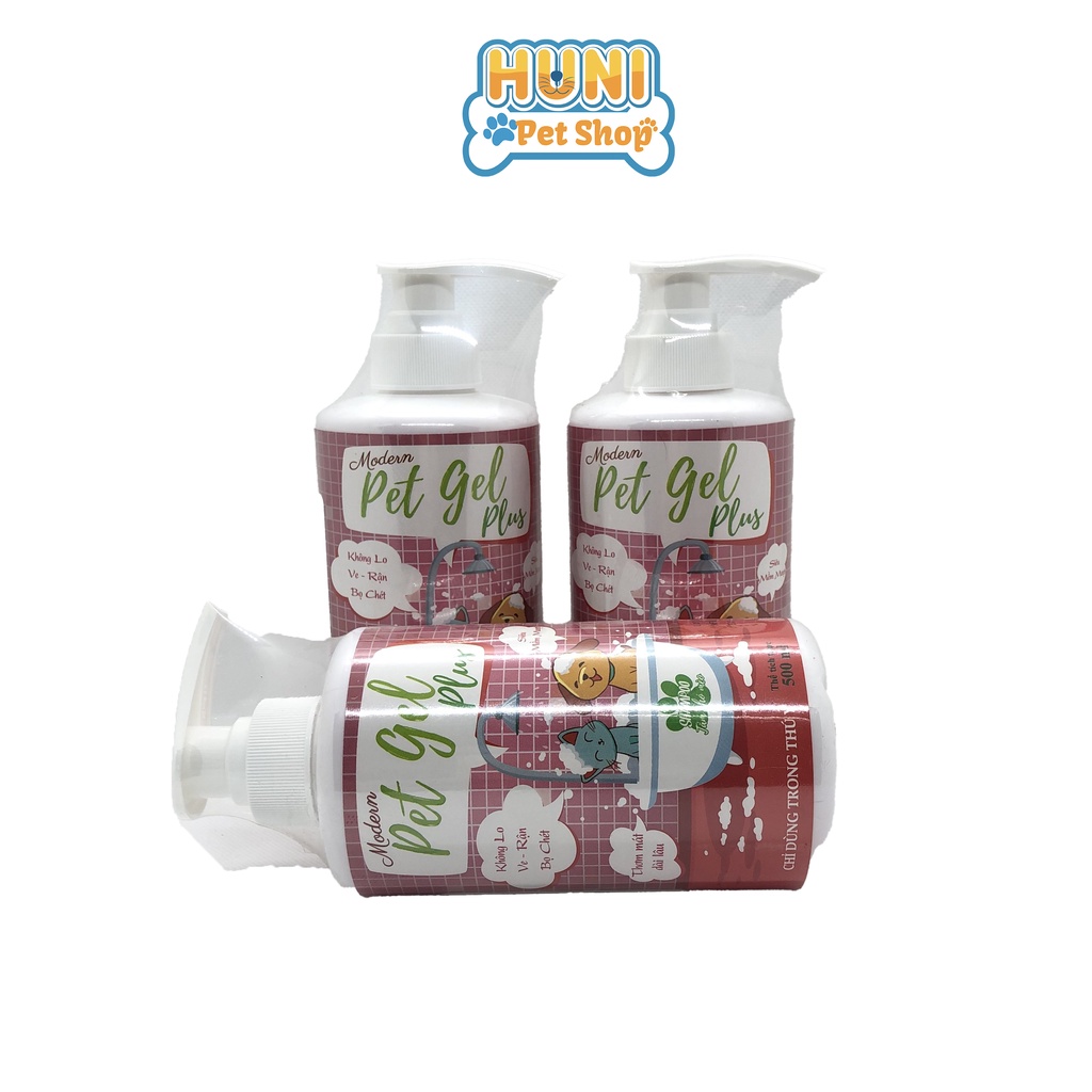 Sữa tắm trị ve chó mèo Pet gel sữa tắm cho chó siêu thơm, mượt lông chai 500ml - Huni Petshop