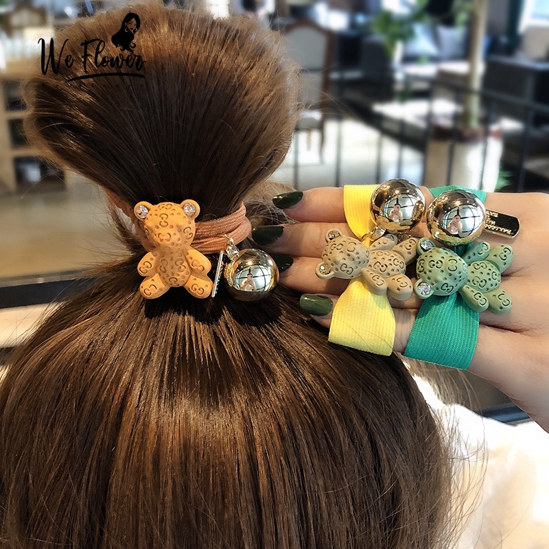 Dây cột tóc WE FLOWER co giãn hình chú gấu hình bông hoa dễ thương xinh xắn