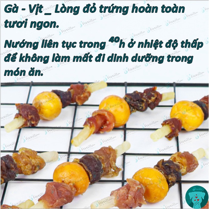 [100GR- SIÊU HOT]Đồ Ăn Vặt Chó Mèo JFamille, Xiên Que Nướng Hun Khói, Snack Bò Gà Vịt Lòng Đỏ Trứng, Bổ Sung Đạm. JF136