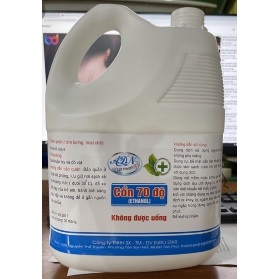 Cồn 70 độ / 90 độ can 4.5 lít sát khuẩn hàng công ty