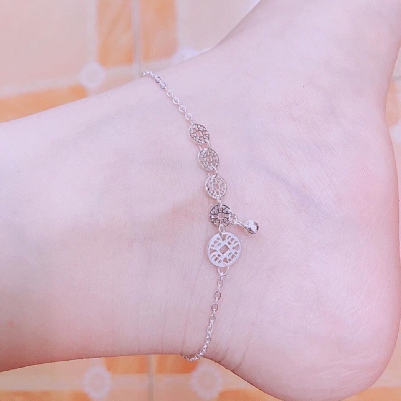 Lắc chân nữ đồng xu kim tiền tại lộc , bạc ta sáng đẹp -THJ SILVER