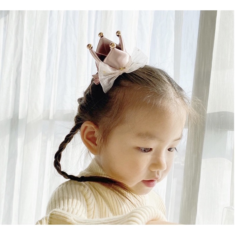Vương miện kẹp tóc cho bé, phụ kiện sinh nhật, phụ kiện tóc băng đô, turban cho bé
