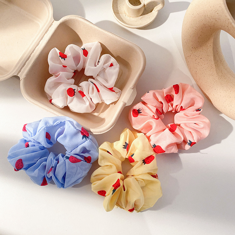 Dây cột tóc in hình quả dâu tây dễ thương cho nữ