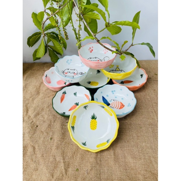 Bát Ăn Chè Bát Sứ Viền Lượn Hoạ Tiết Vẽ Tay Gốm Sứ Bát Tràng Cao Cấp Nhiều Mẫu Cute Ăn Cơm Tô Canh Đựng Salad