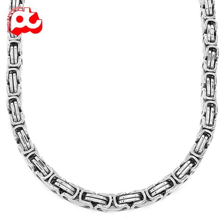 Dây chuyền nam titan cao cấp đẹp sang trọng thép không gỉ ziczac PT JEWELRY kích cỡ 9mm màu trắng PTDCNA26