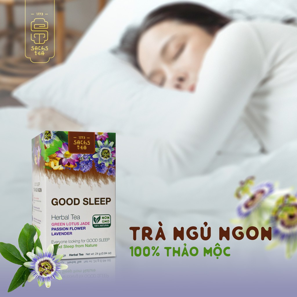 Trà Ngủ ngon Good Sleep Tea G2020 SACHS TEA 1773 Trà thảo mộc dễ ngủ an thần túi lọc tiện lợi thân thiện môi trường.