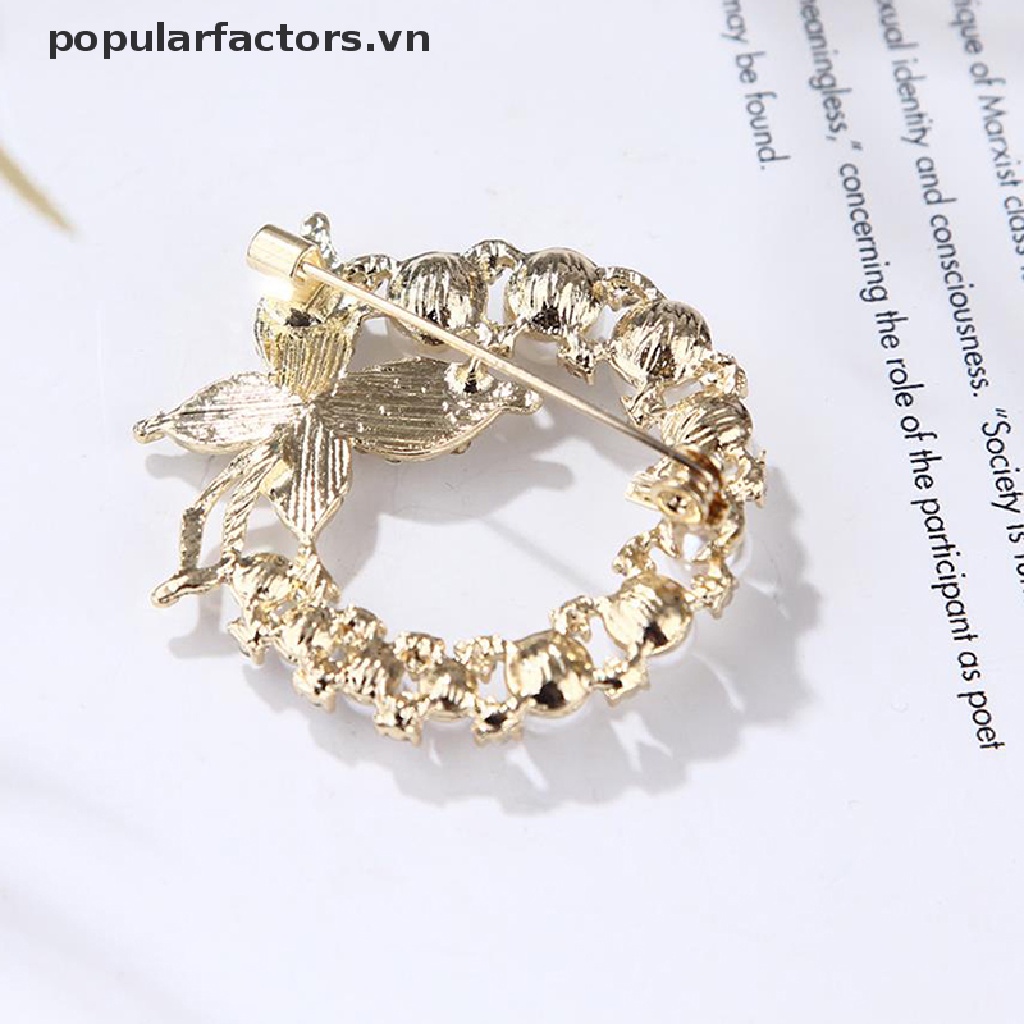 Ghim cài áo hình tròn đính đá và ngọc trai nhân tạo kiểu dáng thời trang mới