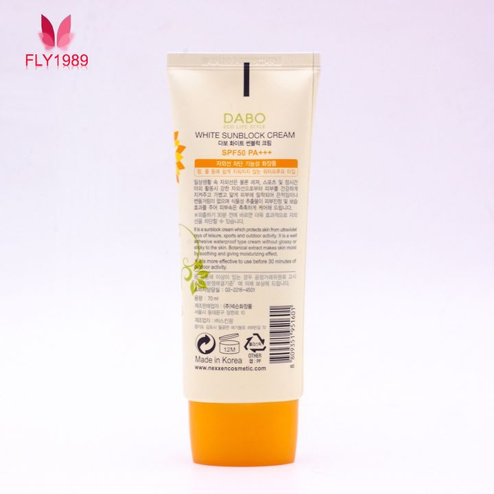 Kem chống nắng dưỡng trắng da DABO WHITE SUNBLOCK 70ml CN01