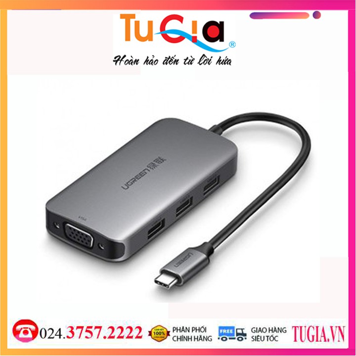 Type C to VGA +3 cổng USB 50210 Ugreen Hàng chính hãng