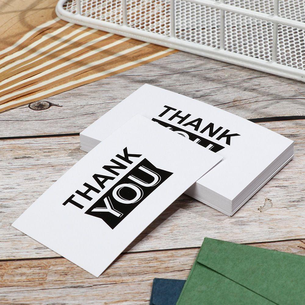 Set 50 Tấm Thiệp In Chữ Thank You Màu Trắng Đen DIY
