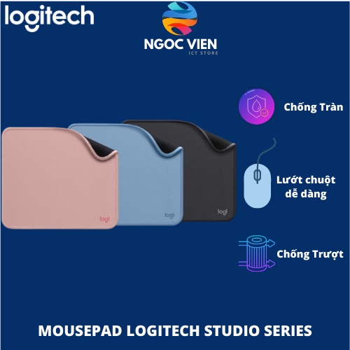 Bàn di chuột Logitech Mousepad Studio Series - Đế cao su chống trượt lướt dễ dàng, bền bỉ, nhỏ gọn