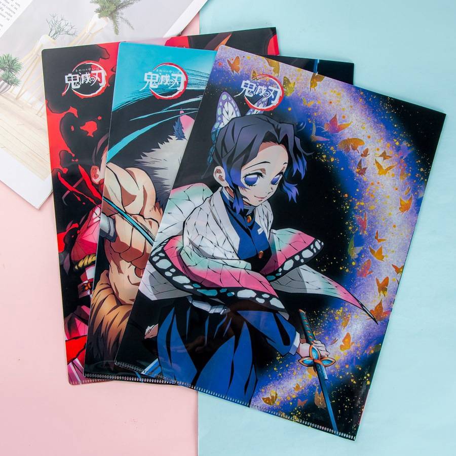 Túi clear bag túi đựng bài kiểm tra khổ A4 Anime Demon Slayer Kimetsu No Yaiba Kamado Tanjirou PVC Folder Receive Bag Concise Planner's Spiral Filing Products Card Holder Bag