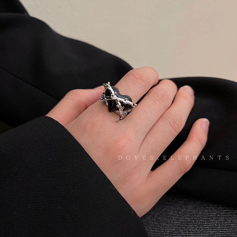 Nhẫn Đeo Ngón Tay Hình Trái Tim Phong Cách Harajuku 19A1282 Thời Trang