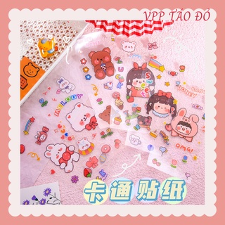 Set 6 tờ, 12 tờ sticker dán trang trí nhiều mẫu dễ thương - VPP Táo Đỏ