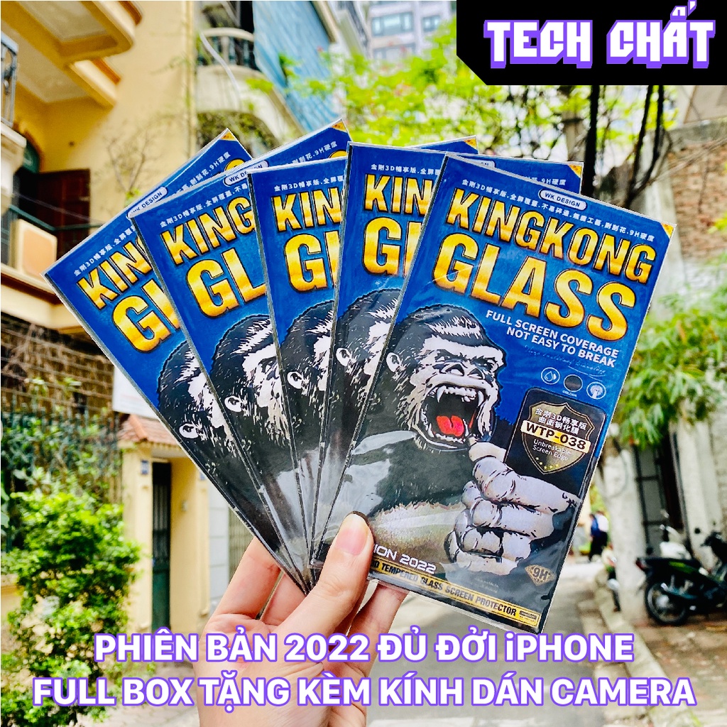 Siêu kính cường lực King Kong xanh chính hãng wekome cho iphone 6 7 8 se x xr xs 11 12 13 14 plus pro max tech chất