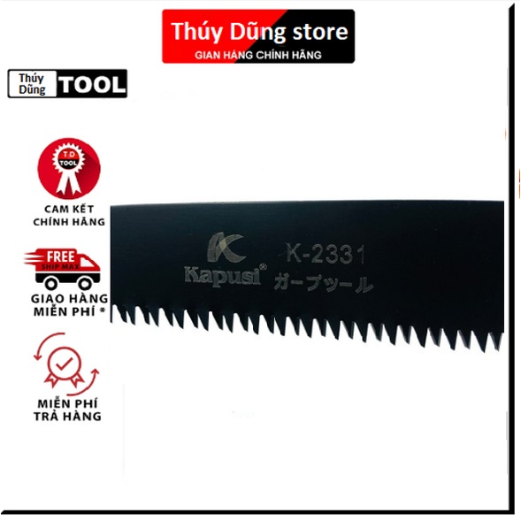 Cưa gỗ cầm tay, cưa cành lưỡi đen thép Kapusi 350mm kèm bao đựng cưa