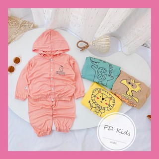 Sale! Bộ quần áo dài tay thun lạnh cho bé gái, bé trai từ (5-18kg) họa tiết hoạt hình dễ thương ( bộ áo có mũ) (DT11)