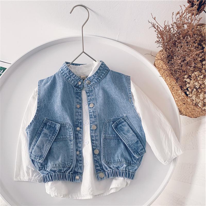 Áo Denim Không Tay Dáng Rộng Thời Trang Mùa Xuân 2022 Mới Cho Bé Trai