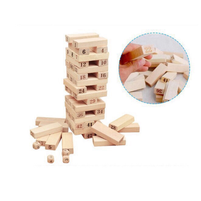 Rút gỗ số thông minh 48 thanh loại to - Domino gỗ cho bé