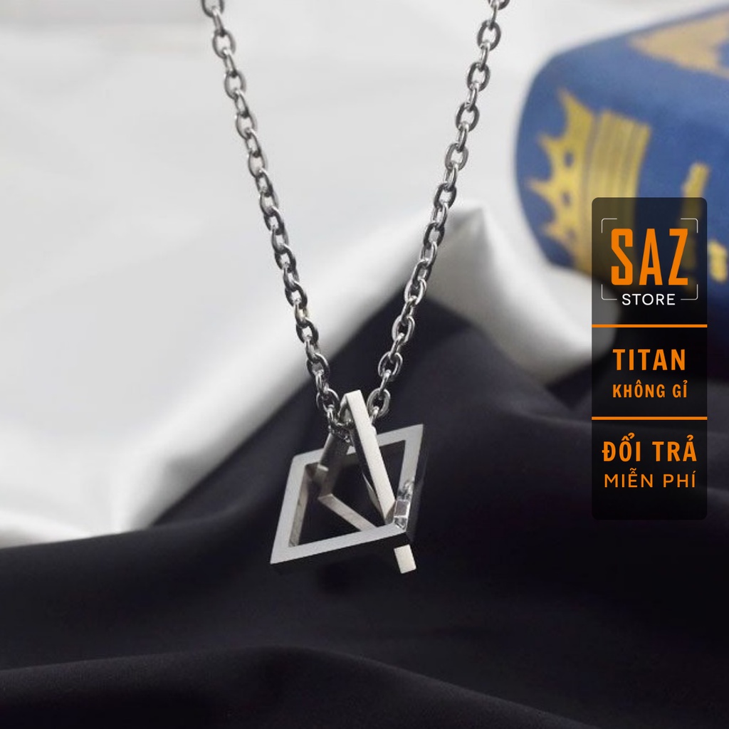 Dây Chuyền Doe68 Saz Store Tam Giác Đôi Màu Bạc - Vòng Cổ Đơn Giản Phong Cách Hàn Quốc Thép Titan Không GỈ