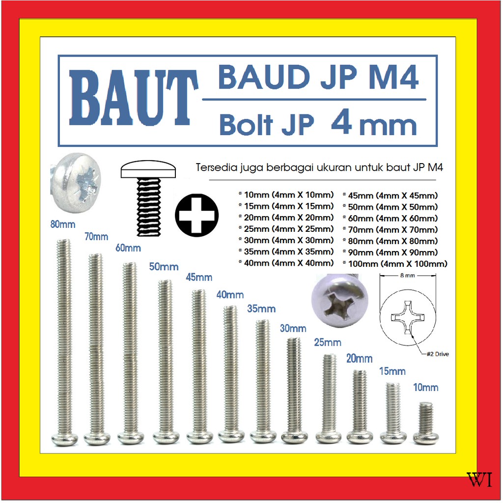 Bu Lông Vít Máy Móc Baud Jp M4 10 15 20 25 30 35 40 45 50 60 70 80 90 100mm 380097