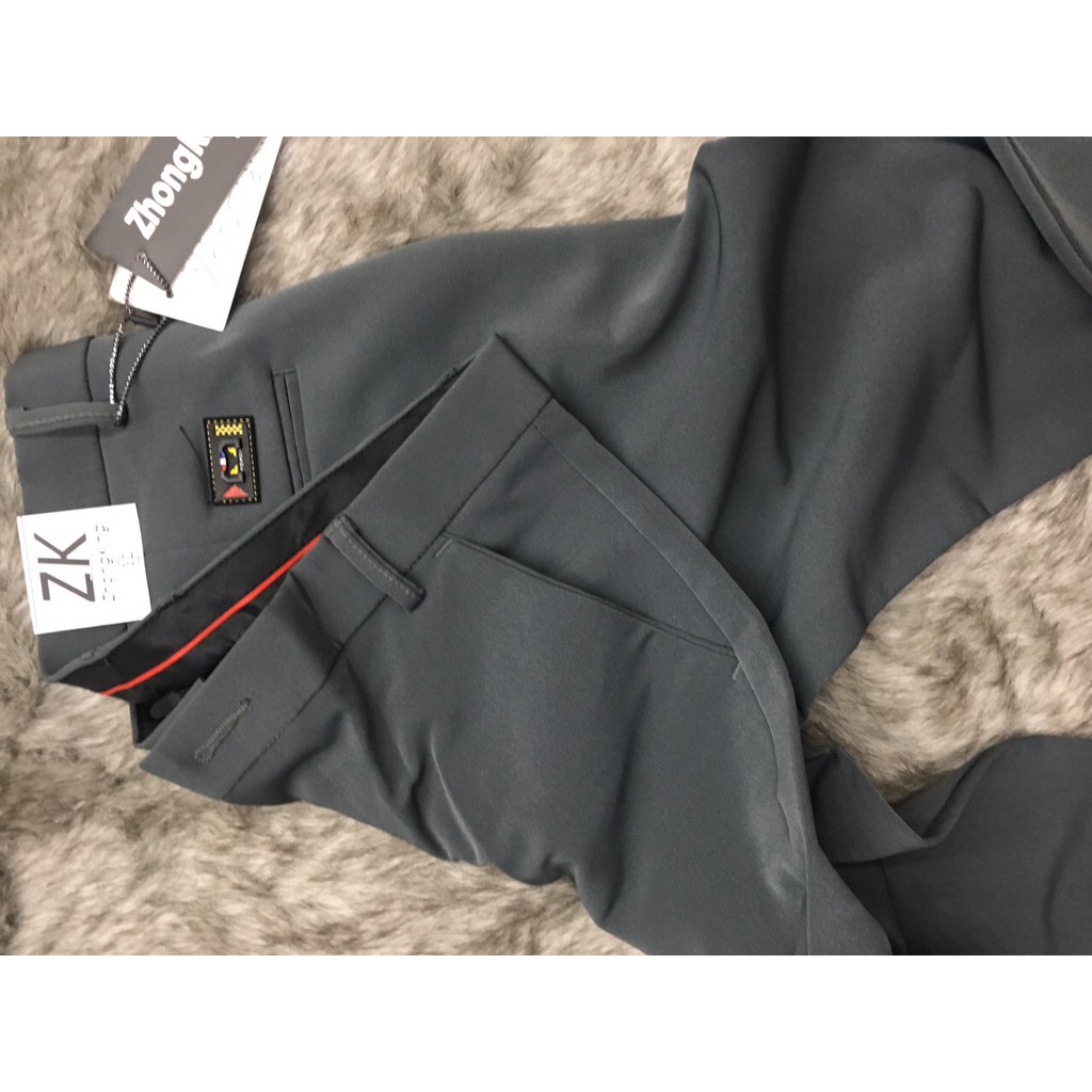 Quần Tây Âu Nam hình thật phom ôm vải dản ống côn