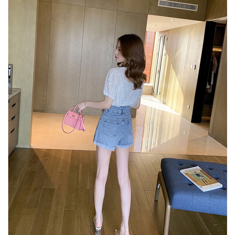 Áo sơ mi IELGY phối ren phong cách Phương Tây cho nữ