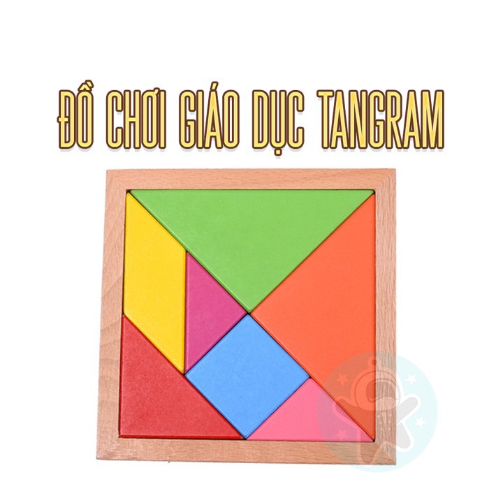 Đồ chơi montessori thông minh xếp hình Tangram gỗ cho trẻ tư duy phát triển trí tuệ Space Kids