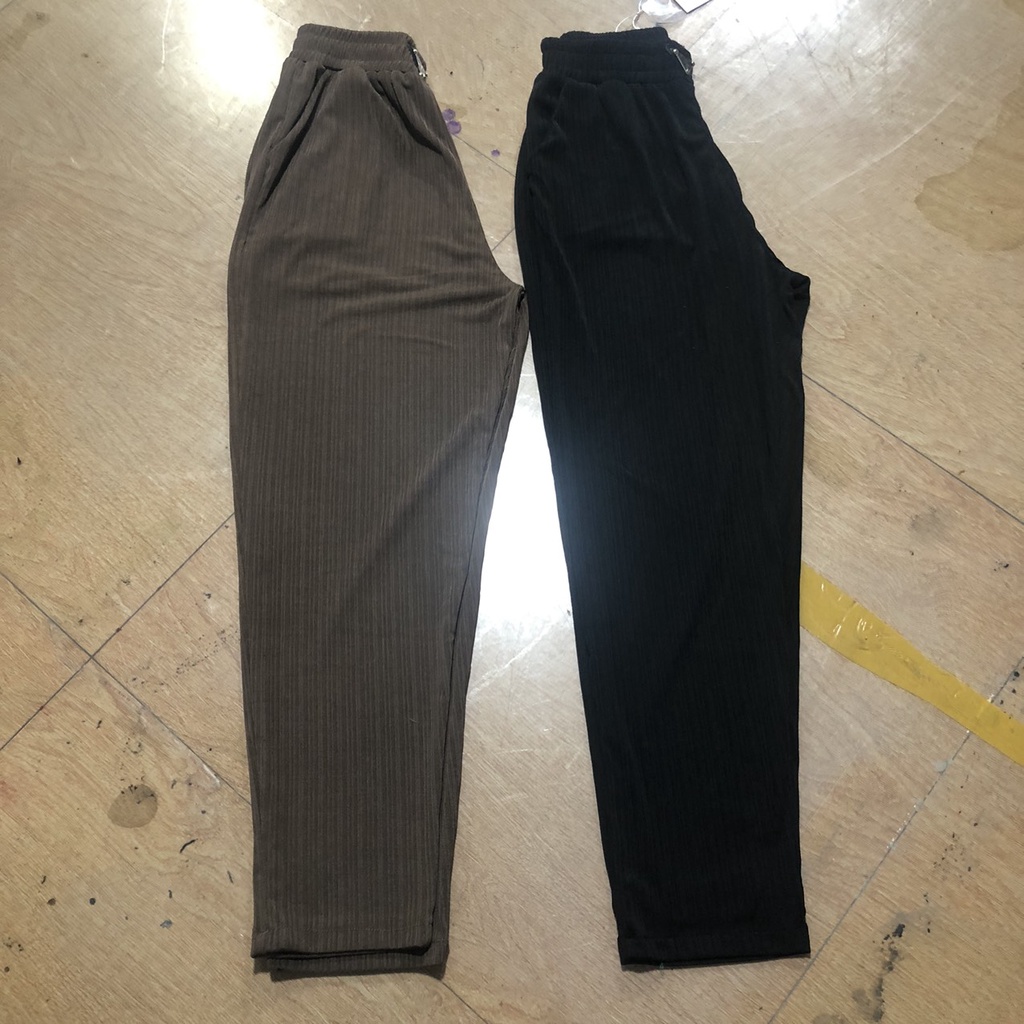 Quần Baggy nữ chất nhăn lạnh, quần bom nữ xếp ly cạp chun vải nhăn, siêu nhẹ siêu mát, dáng Quảng Châu găn tag mẫu mới
