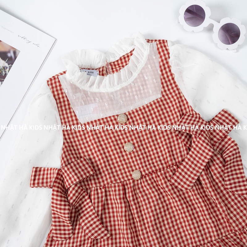 Váy bé gái thu đông NHẬT HÀ Chất đũi mềm mại thiết kế dài tay size đại từ 11-45kg