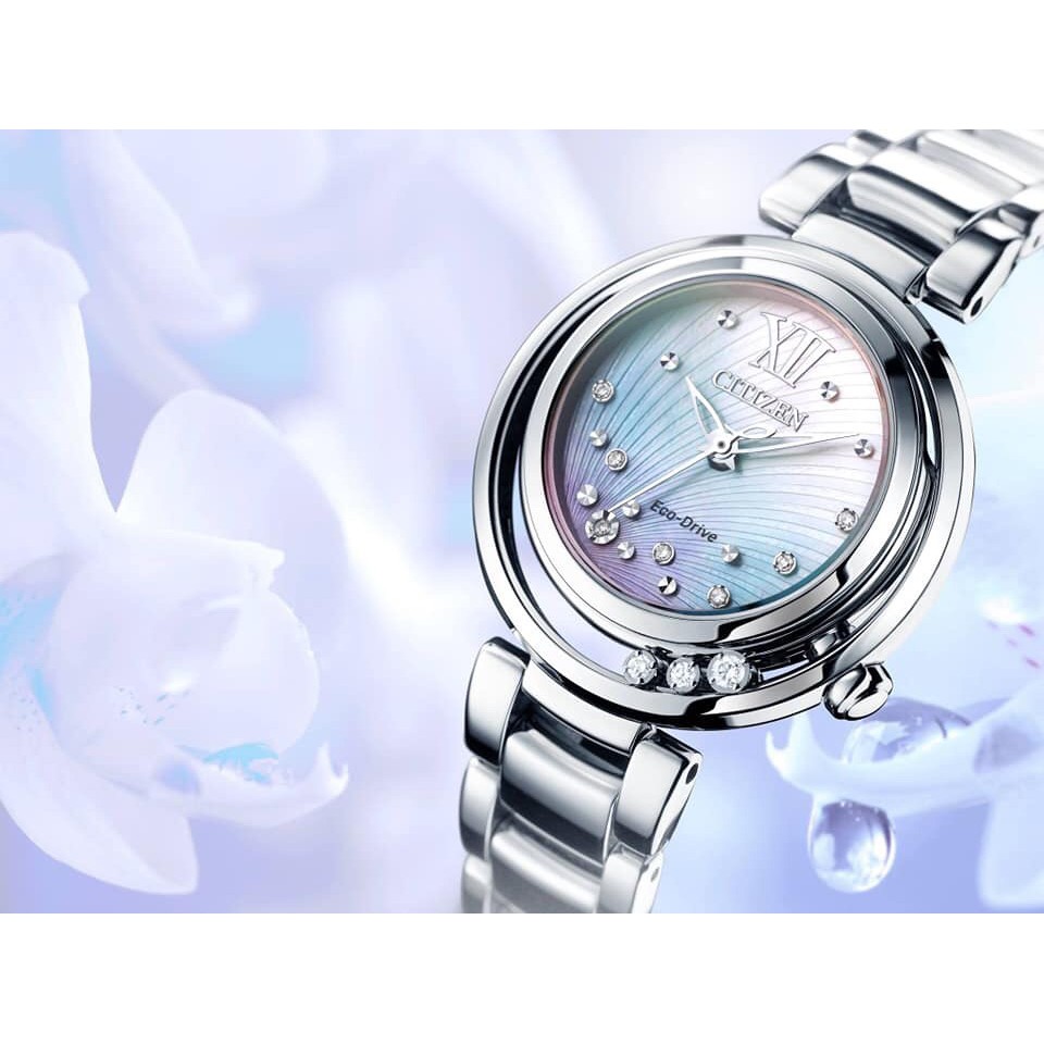 Đồng hồ nữ Citizen sunrise EM0320-59D - Máy Quartz Pin Eco Drive năng lượng ánh sáng - Kính Sapphire