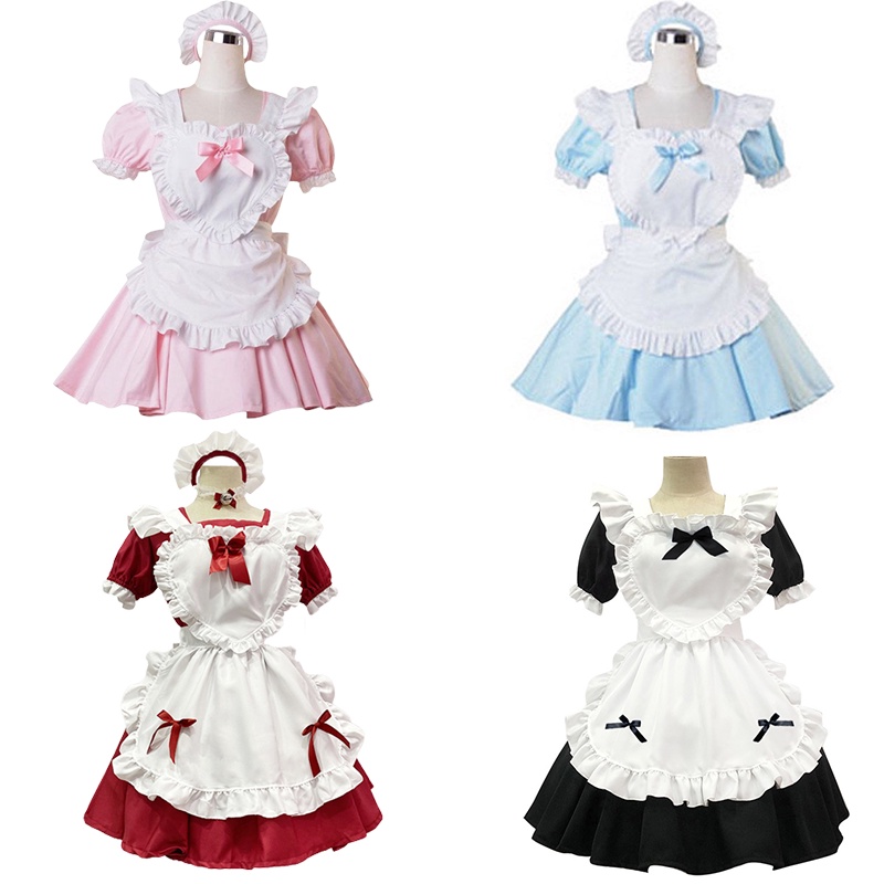 Lolita Maid Dress Girls Women Lovely Maid Cosplay Anime Costumes Lolita Dresses Cafe Waitress Maid Outfit Halloween Costume