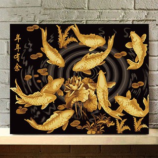 Tranh sơn dầu số hóa Đàn cá vàng