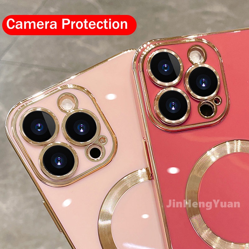 Ốp Điện Thoại Silicon Dẻo Tráng Gương Sang Trọng Kèm Giá Đỡ Từ Tính Cho IPhone 13 12 11 Pro Max