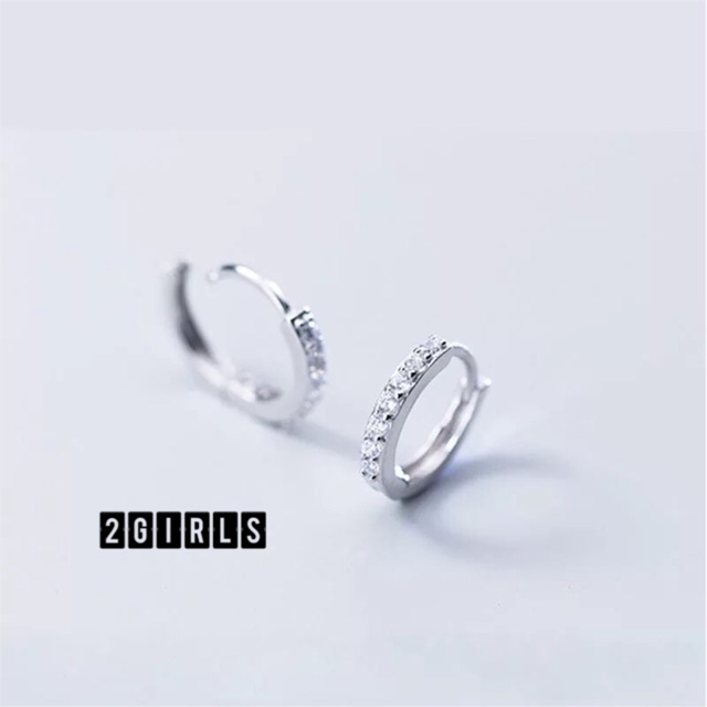 Bông tai bạc 30% tròn đính đá phalê basic, sp có khắc mã s925