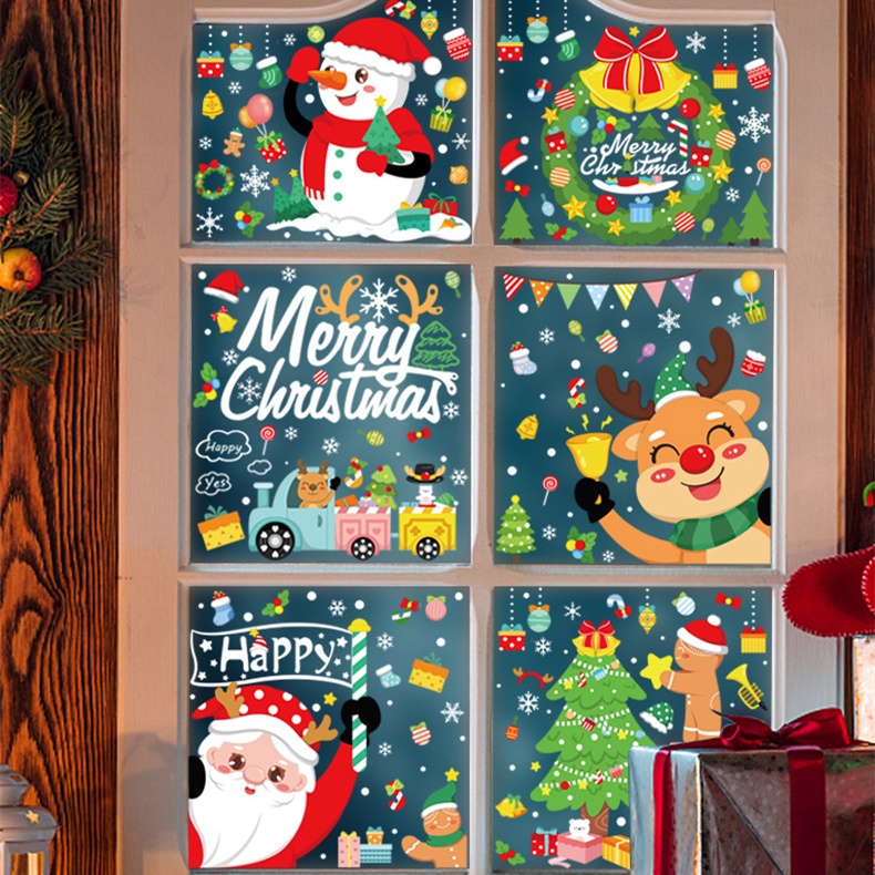 Mới Sticker Dán Cửa Kính Hình Ông Già Nô En Dùng Trang Trí Giáng Sinh
