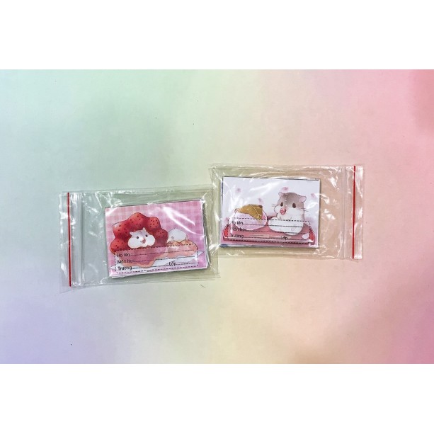nhãn vở Phoebe hamster NV19 hoạt hình set 16 chiếc có keo dán sẵn