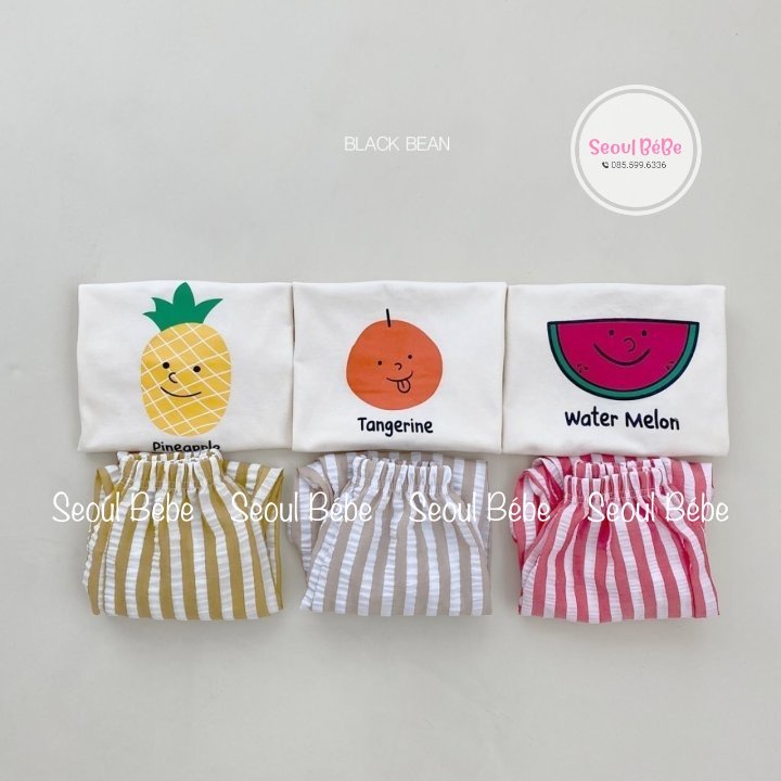Set áo sát nách họa tiết mùa hè cho bé 13-19kg Fruit Blackbean