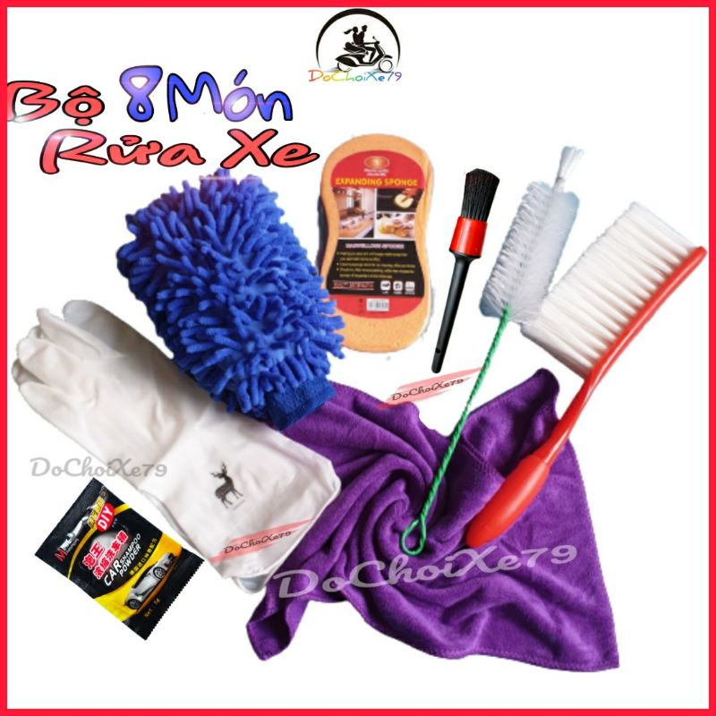 Bộ Dụng Cụ Rửa xe Vệ Sinh Xe Máy Ô Tô Nhiều Món