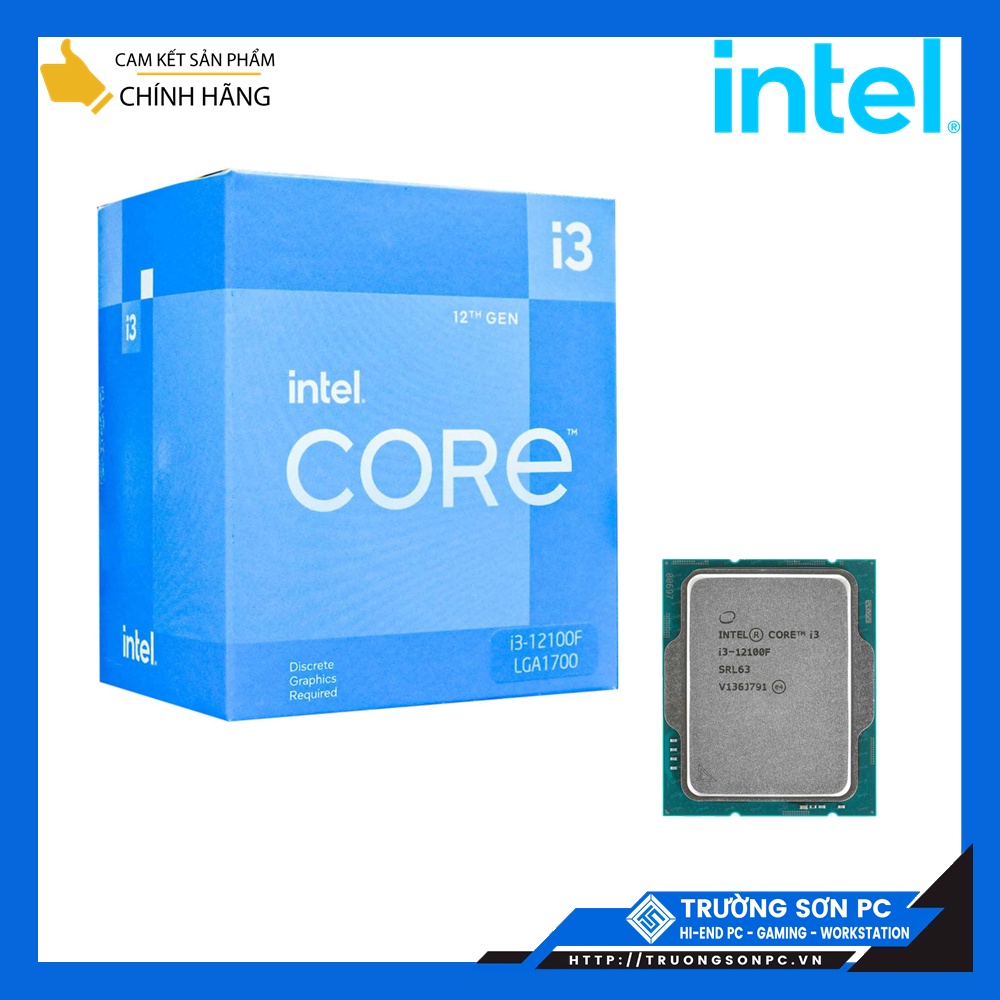 CPU Intel Core i3 12100F (3.3GHz turbo up to 4.3Ghz, 4 Cores 8 Threads, 12MB Cache, 58W) | Full Box Nhập Khẩu