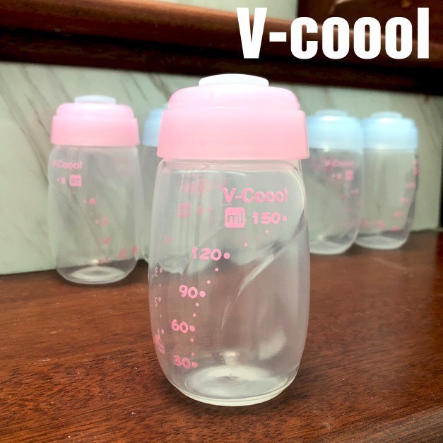 Bình trữ Sữa Vcool cổ hẹp 150ml chính hãng có vạch chia, chất liệu PP Free BPA an toàn cho bé