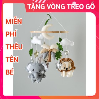 [MIỄN PHÍ THÊU TÊN BÉ] Đồ chơi treo nôi cũi cho bé kích thích thị giác ảnh thật, có nhạc tự xoay mẫu RỪNG XANH 15