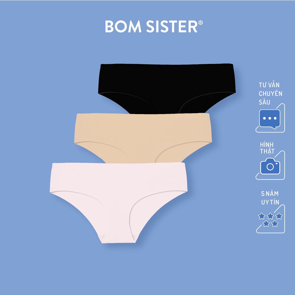  Combo 3 quần lót su đúc lưng thấp cắt viền màu trơn đáy ép phần 1 BOM SISTER CBQ40262